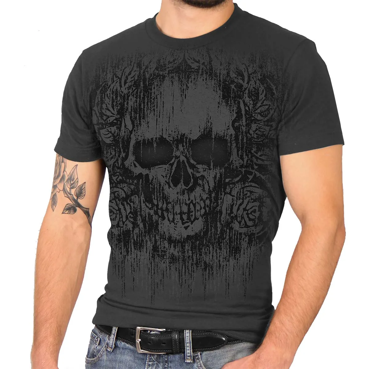 Hot Leathers GMS1478 Men's Heather Gray 'Grave Rub' T-Shirt