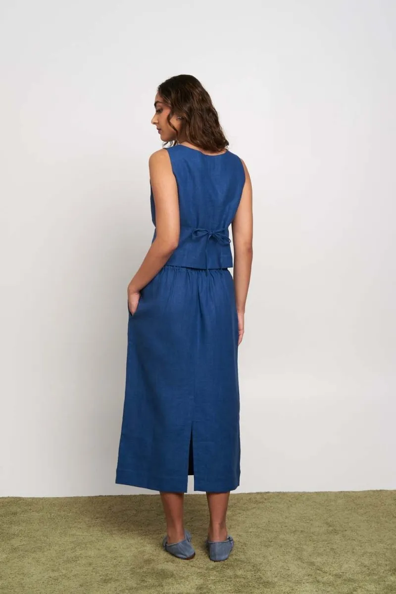 Ikigai Indigo Linen Vest- Indigo