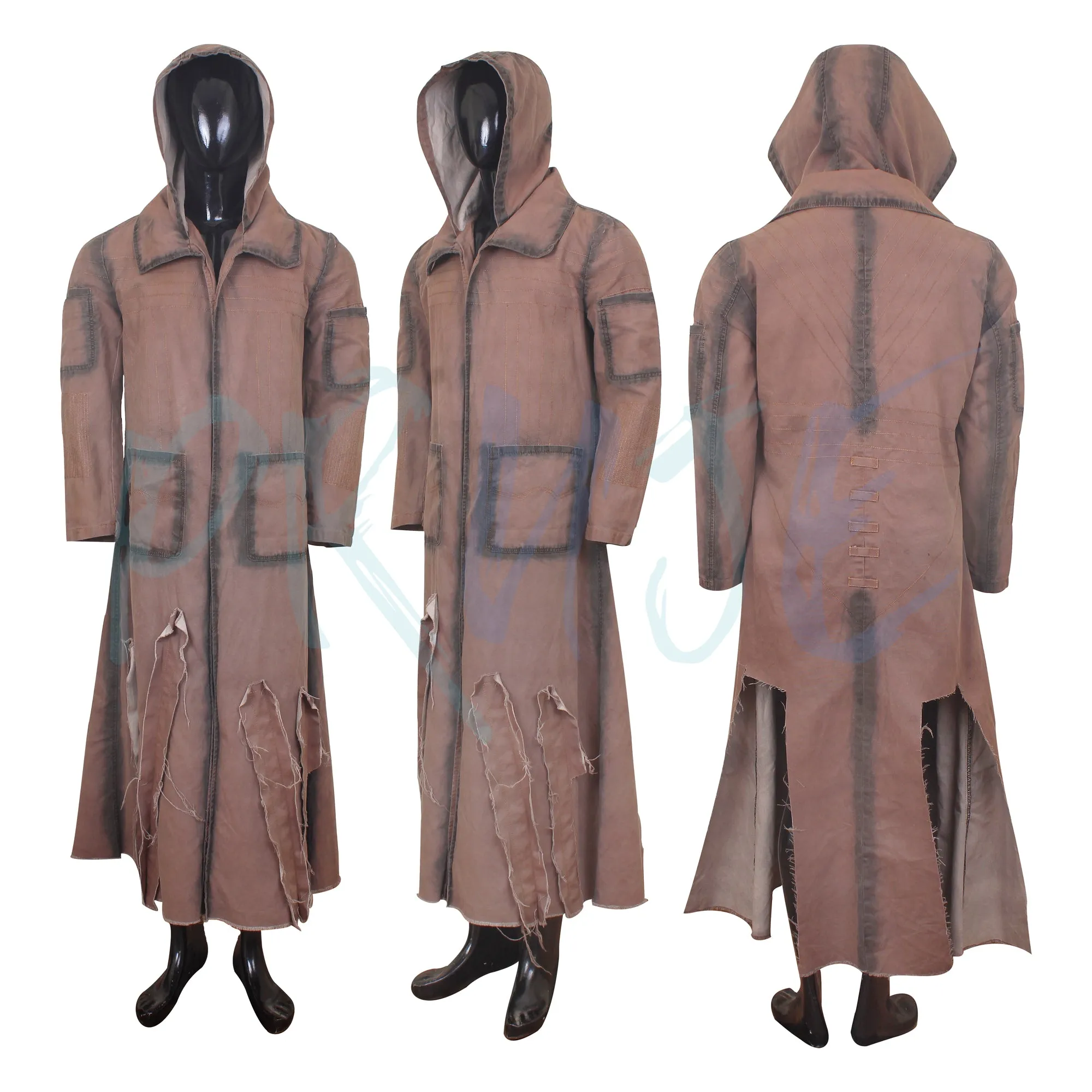 Inspired FO Trench Coat, Ghoul Cosplay, Post-Apocalyptic Cosplay with Split Ends