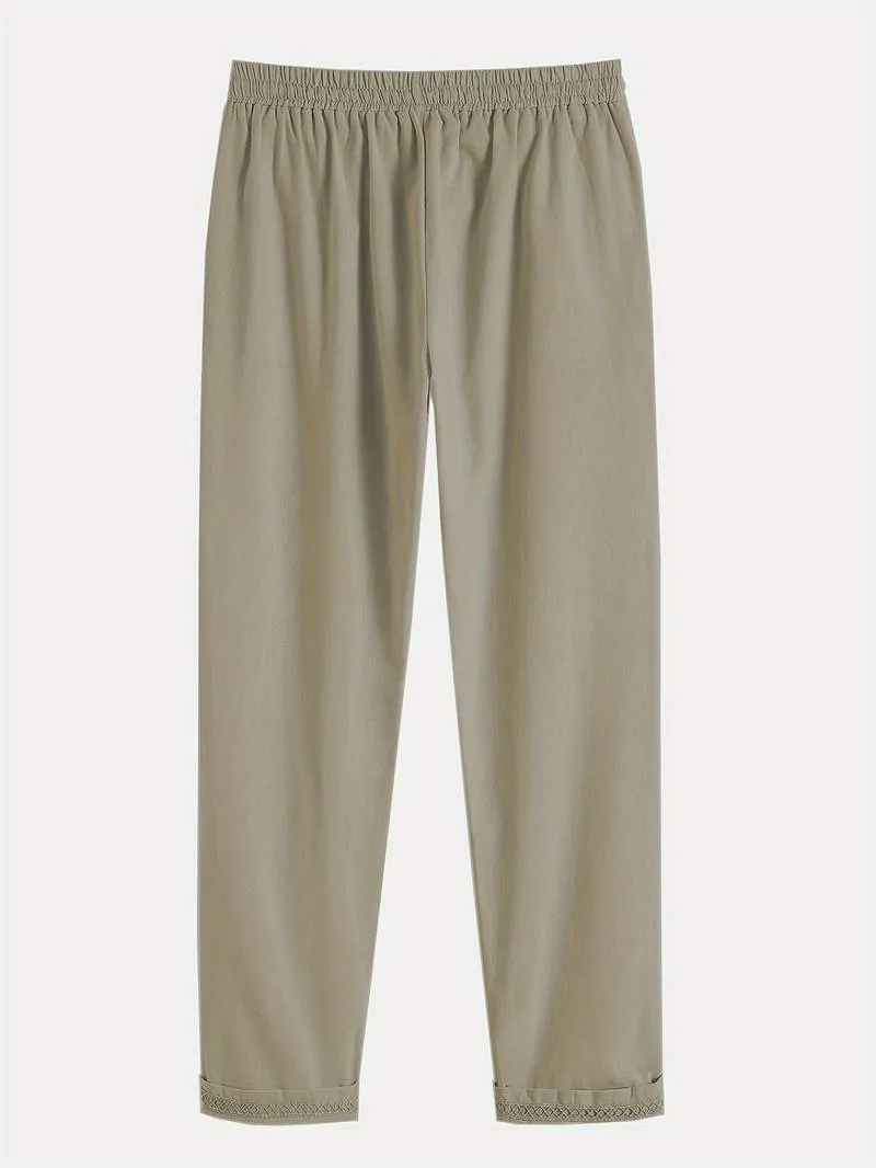 Islaith - Drawstring Waist Cotton Pants