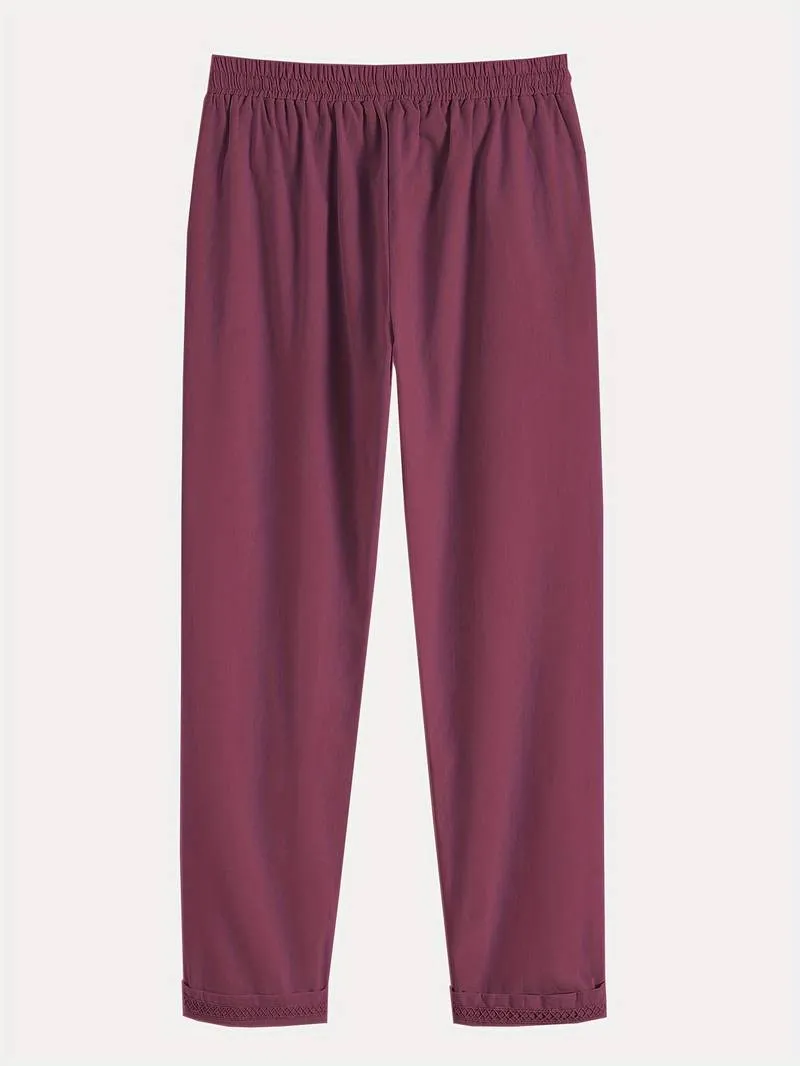 Islaith - Drawstring Waist Cotton Pants