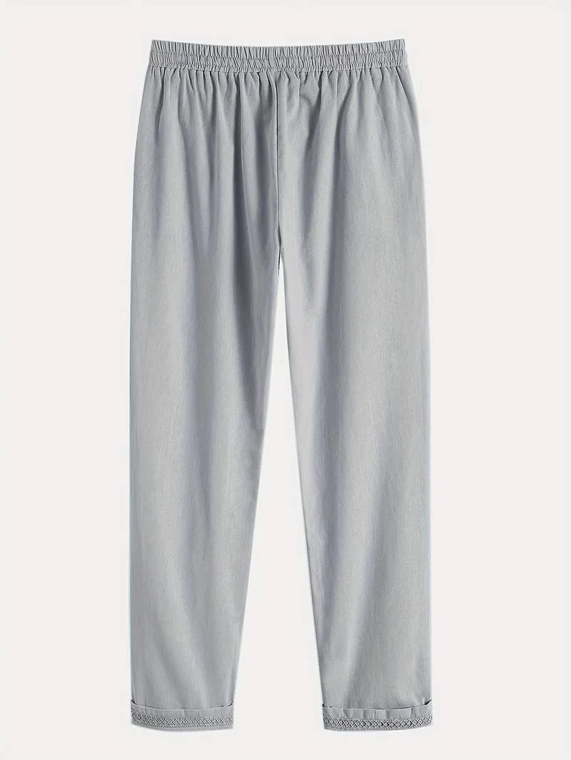 Islaith - Drawstring Waist Cotton Pants