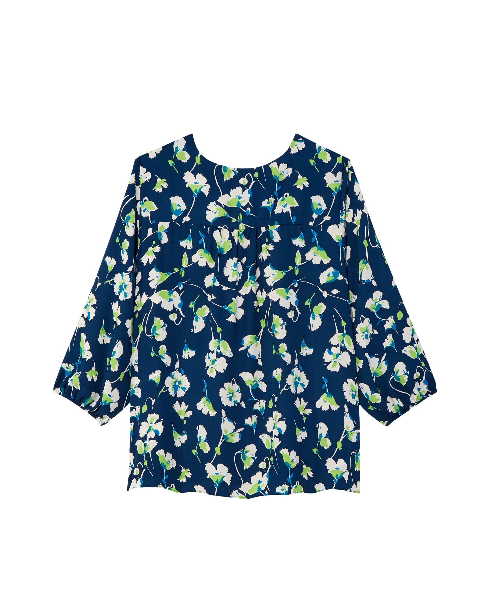 Joan Button Detail Blouse | Navy / Kelly Green