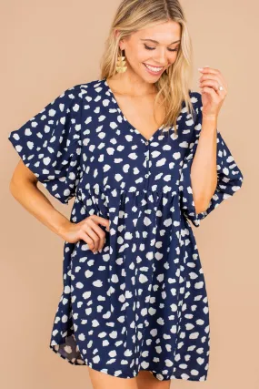 Just So Sweet Navy Blue Spotted Leopard Dress