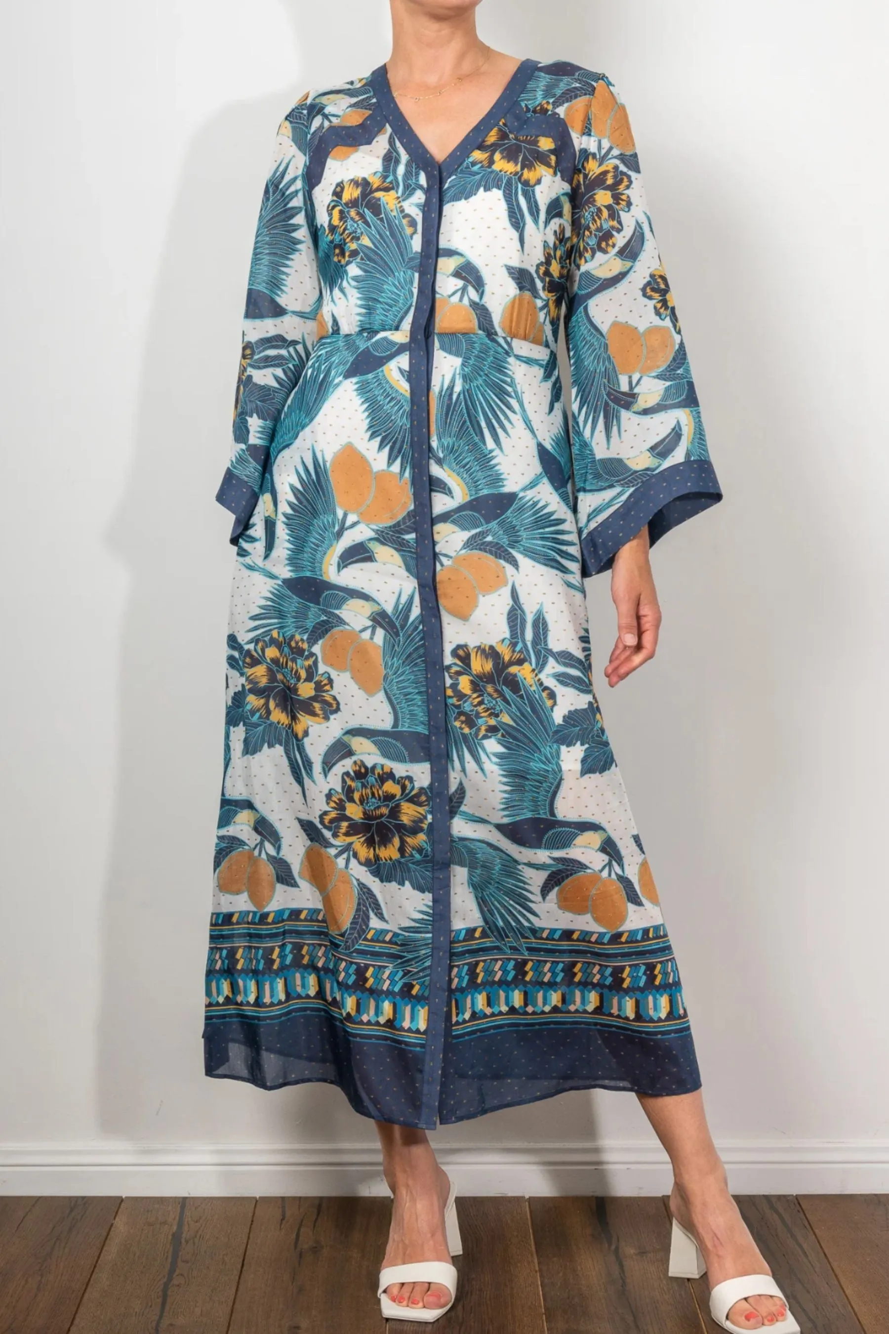 Kimona Placement Print Kimono Coat Dress | Tukano Print