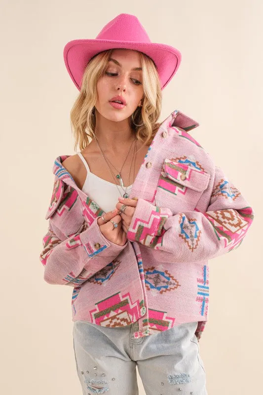 Korrina Aztec Shacket (Pink)