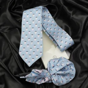 Kovove Cyan Abstract Necktie and Pocket Square Gift Box