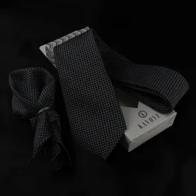 Kovove Elegant Black Checkered Necktie and Pocket Square Gift Box