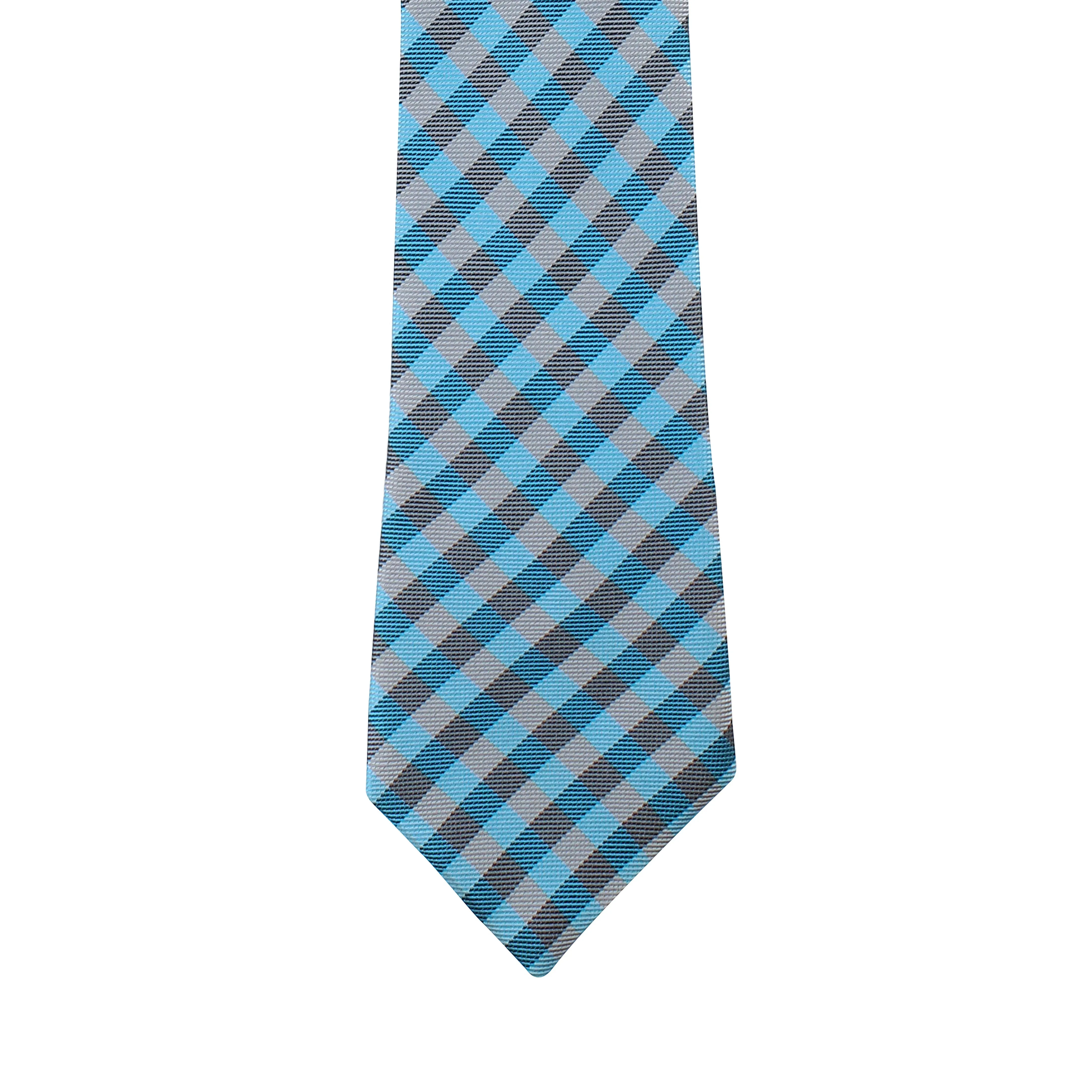 Kovove Elegant Cyan Checkered Necktie and Pocket Square Gift Box