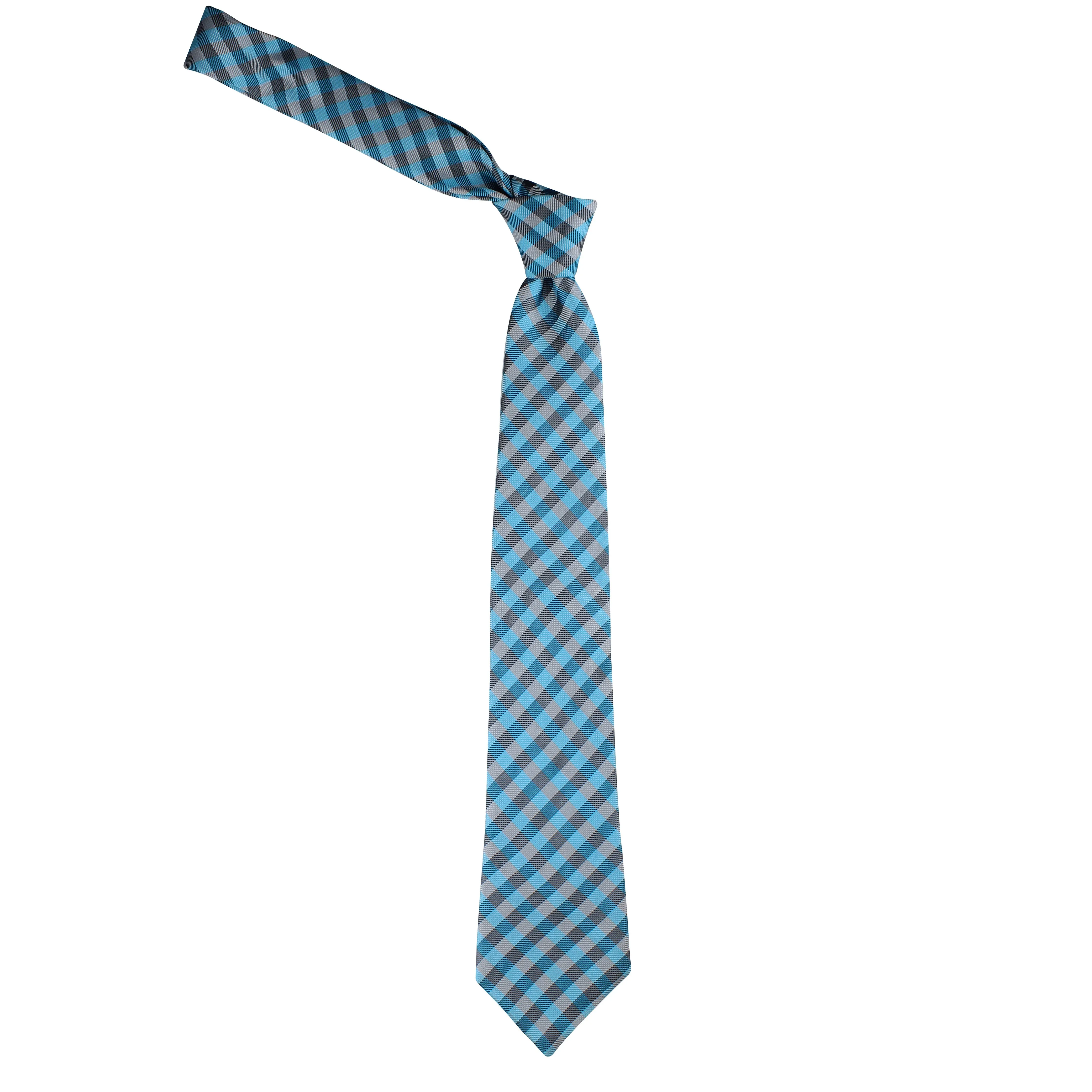 Kovove Elegant Cyan Checkered Necktie and Pocket Square Gift Box