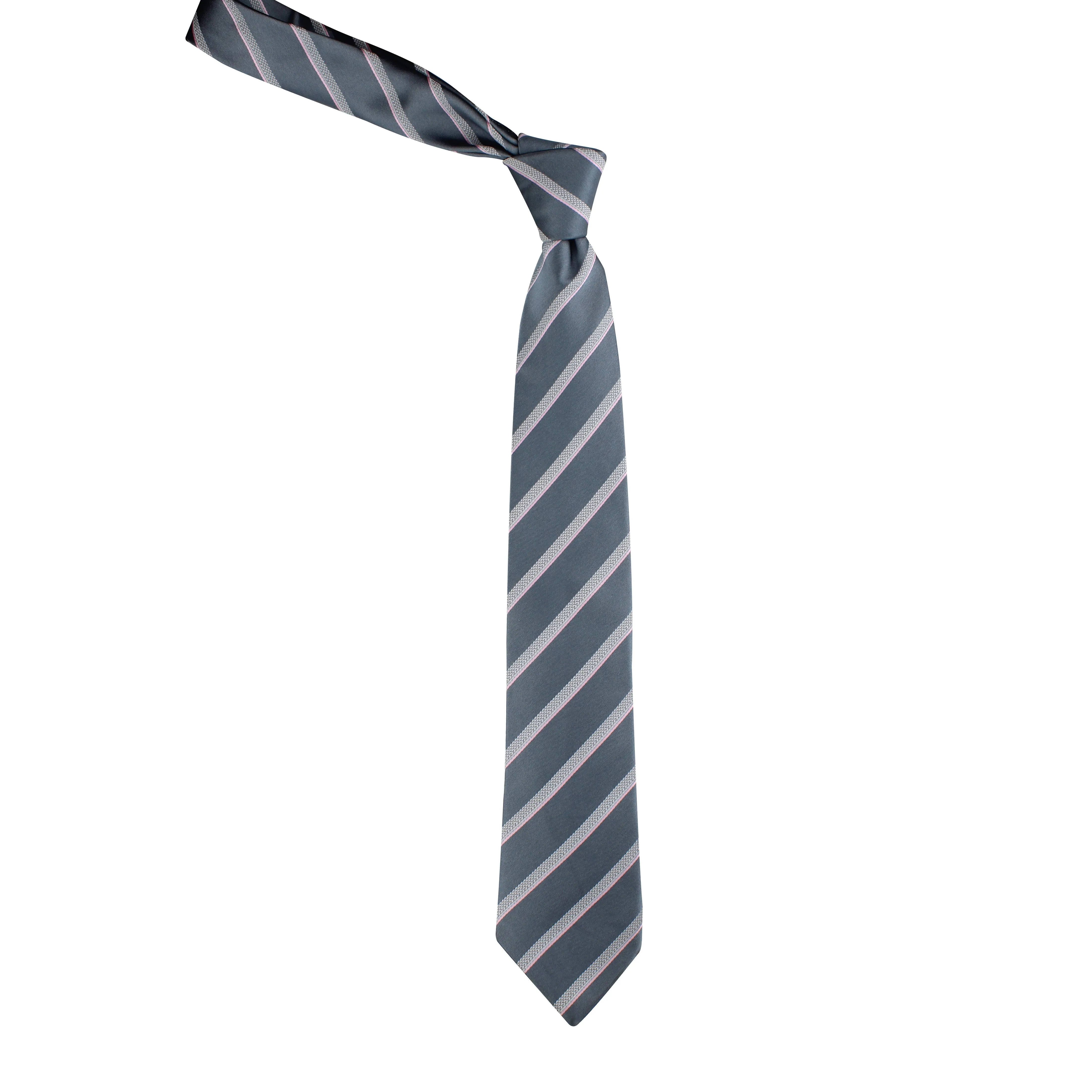 Kovove Elegant Gray Striped Necktie and Pocket Square Gift Box