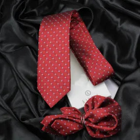 Kovove Maroon Checkered Necktie and Pocket Square Gift Box