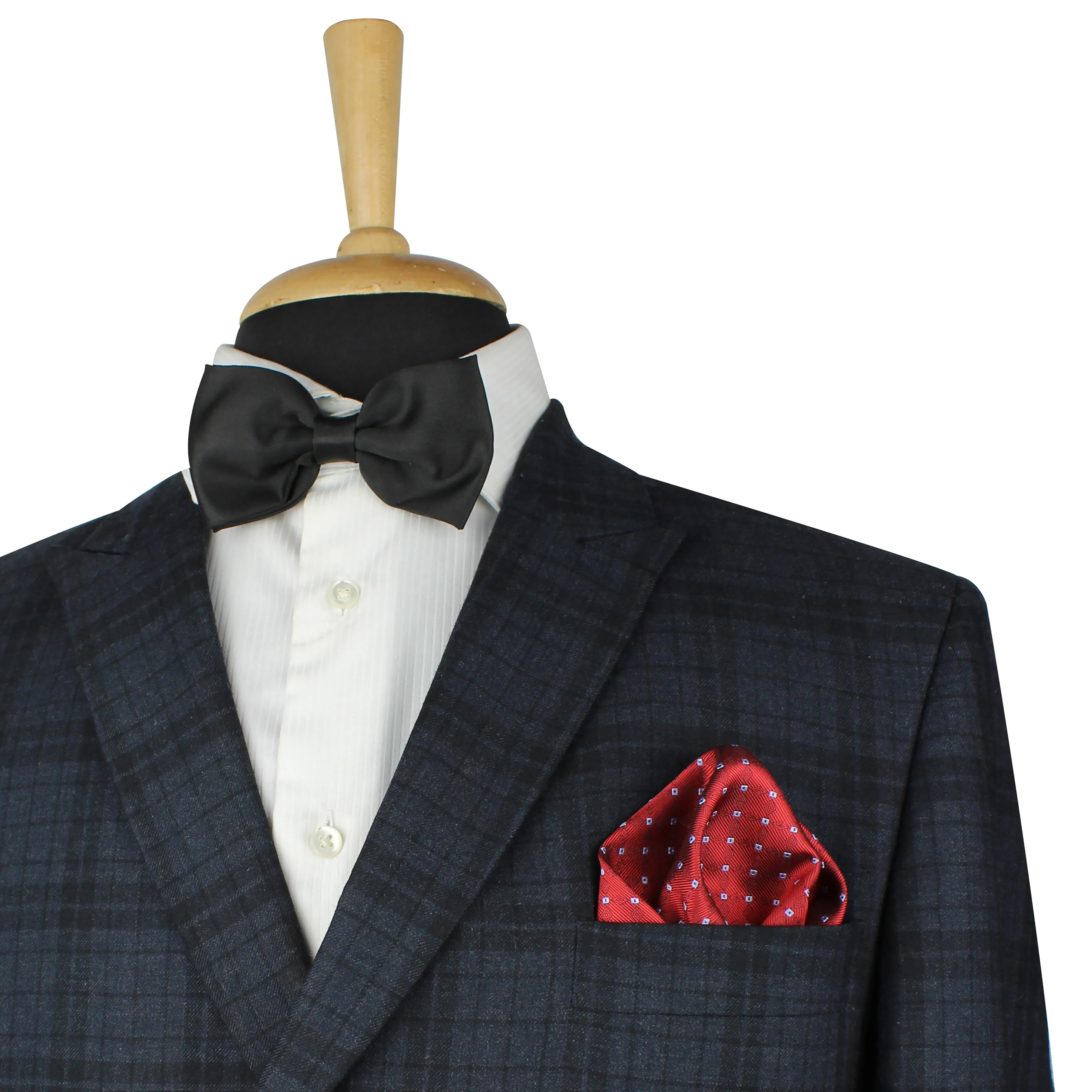 Kovove Maroon Checkered Necktie and Pocket Square Gift Box