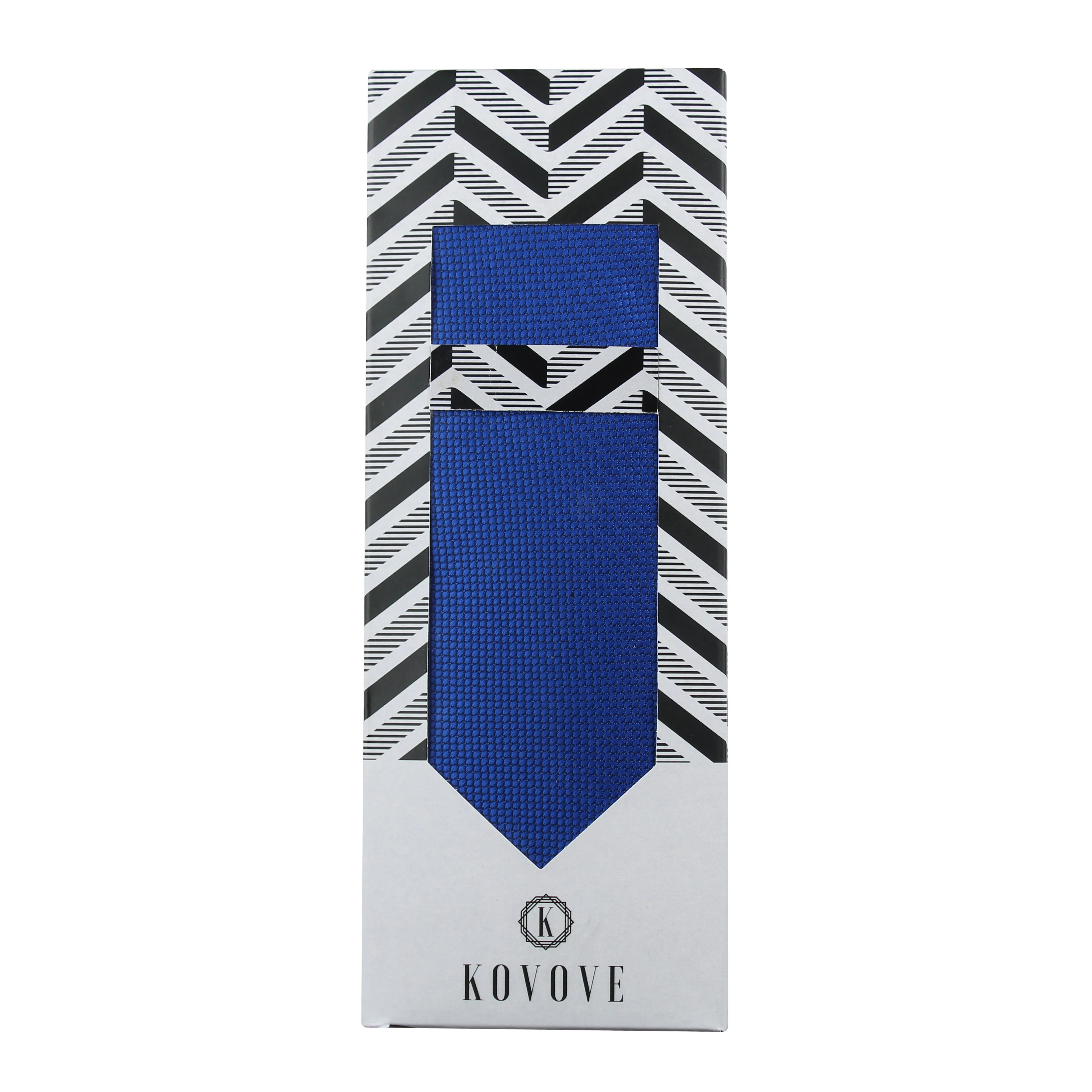 Kovove Refreshing Blue Checkered Necktie and Pocket Square Gift Box