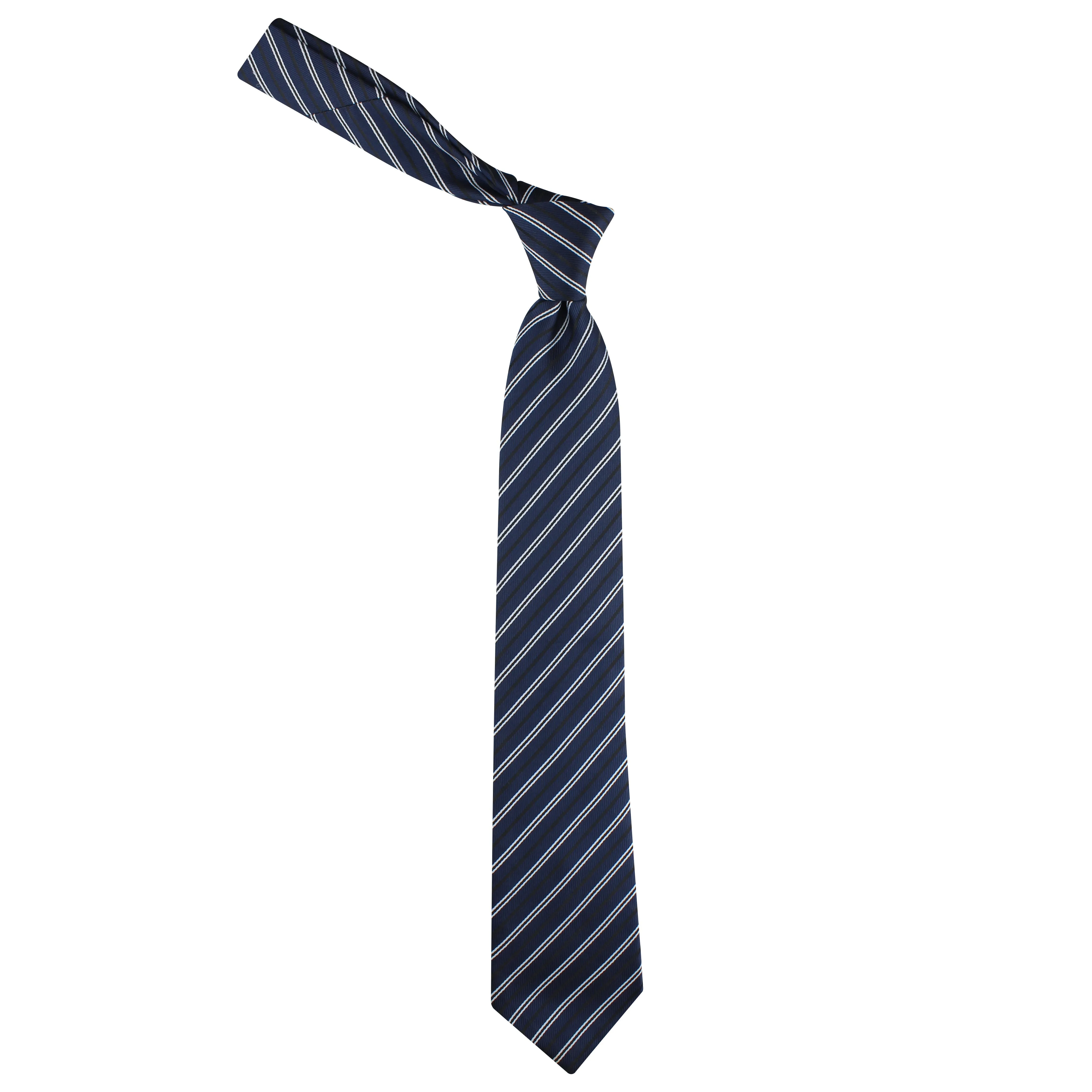 Kovove The Blue Treat Striped Necktie and Pocket Square Gift Box