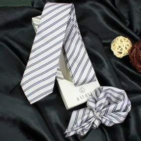 Kovove The Striped Delight Grey Necktie and Pocket Square Gift Box