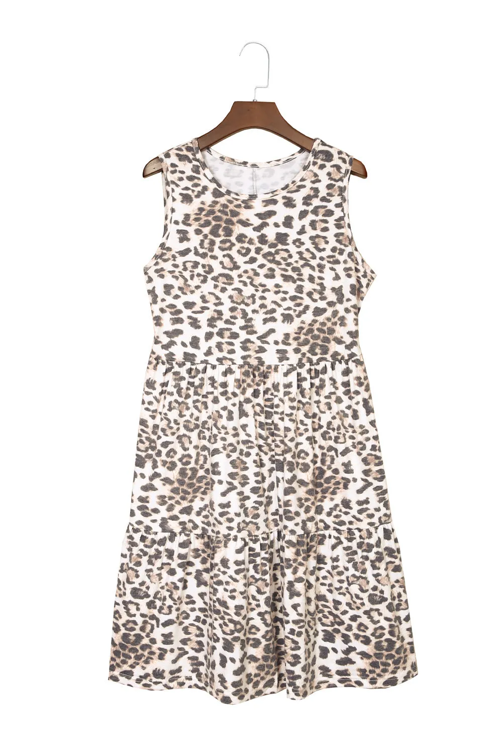 Leopard Ruffle Tiered Sleeveless Dress