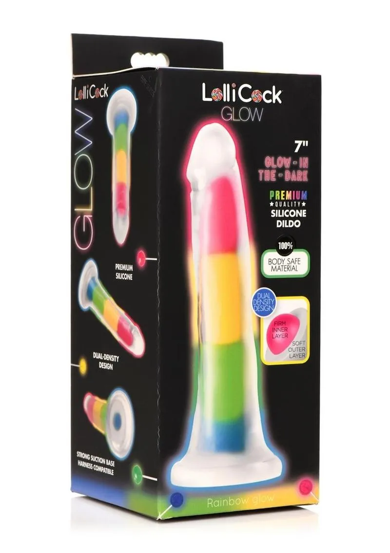 Lollicock Glow In The Dark Rainbow Silicone Dildo