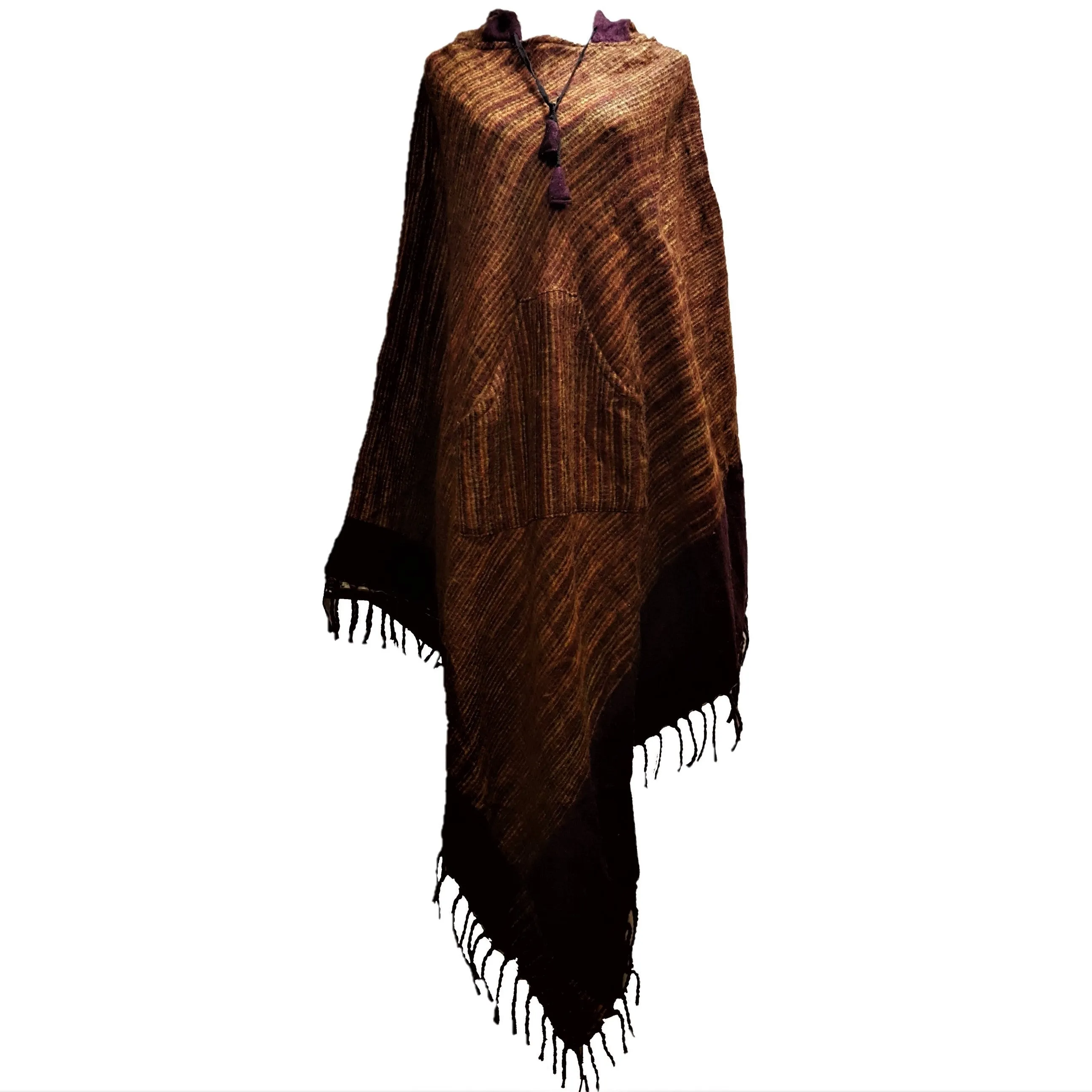 Long Cashmelon Poncho With Hood - Choice Of Colours