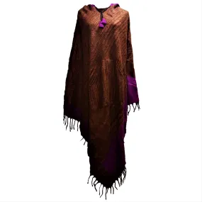 Long Cashmelon Poncho With Hood - Choice Of Colours