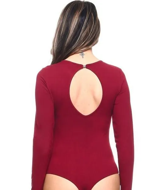 Long Sleeve Bodysuit - Black or Red Wine