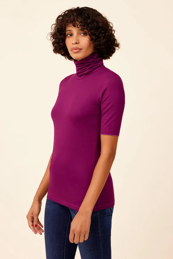 Majestic Elbow Sleeve Turtleneck in Prune