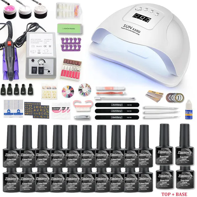 Manicure Set Gel Nail Polish Set With UV Nail Lamp And Nail Drill Machine For Gel Nail Set 40/30/20/10 Color Nail Polish Kit