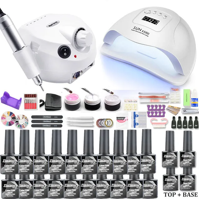 Manicure Set Gel Nail Polish Set With UV Nail Lamp And Nail Drill Machine For Gel Nail Set 40/30/20/10 Color Nail Polish Kit