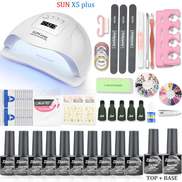 Manicure Set Gel Nail Polish Set With UV Nail Lamp And Nail Drill Machine For Gel Nail Set 40/30/20/10 Color Nail Polish Kit