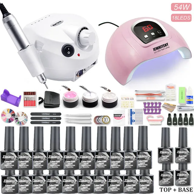 Manicure Set Gel Nail Polish Set With UV Nail Lamp And Nail Drill Machine For Gel Nail Set 40/30/20/10 Color Nail Polish Kit