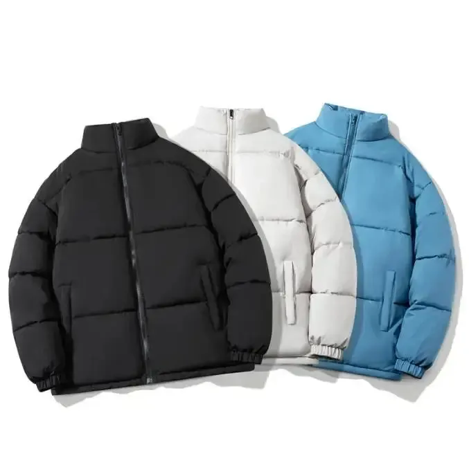 Men Down Coat Winter Thick Zip Up Warm Jackets Fashion Solid Color Outdoor Sports Wear Puffer Coats