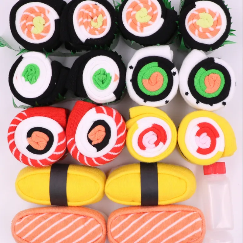 Men Women 3/4/5 Pairs Cotton Sushi Socks Box