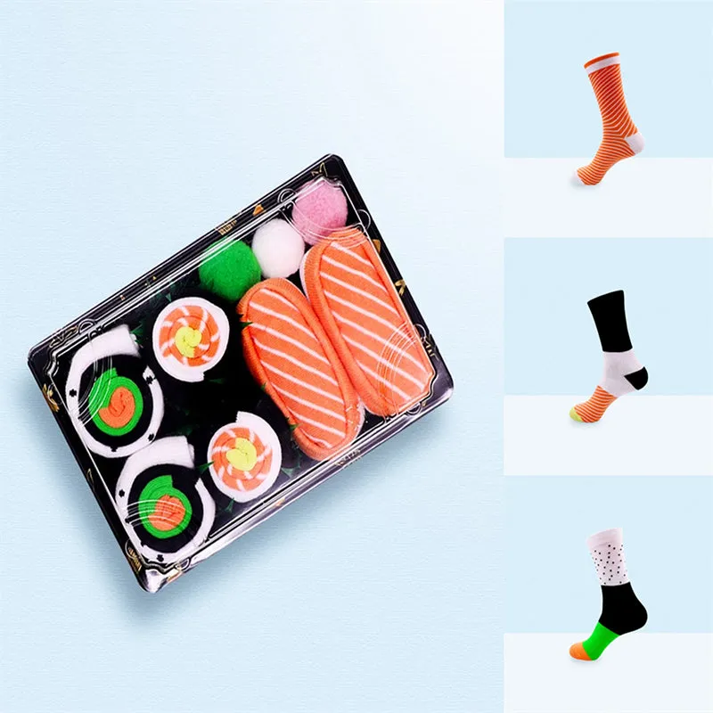 Men Women 3/4/5 Pairs Cotton Sushi Socks Box