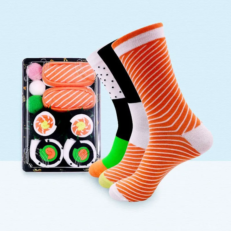 Men Women 3/4/5 Pairs Cotton Sushi Socks Box