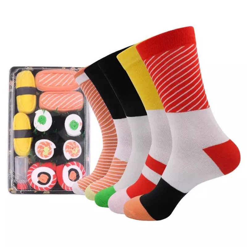 Men Women 3/4/5 Pairs Cotton Sushi Socks Box