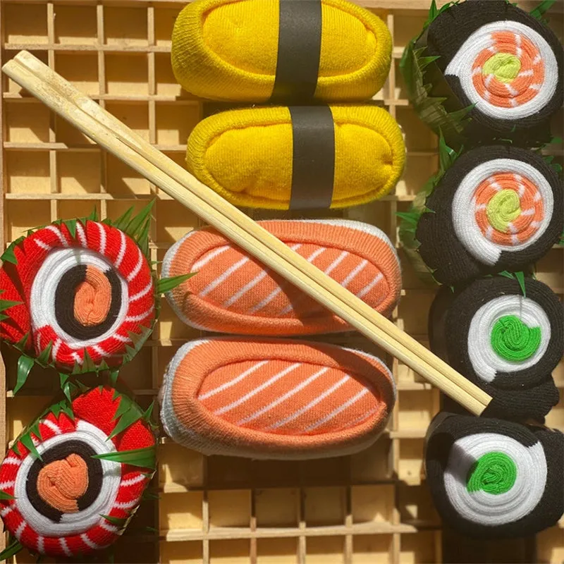 Men Women 3/4/5 Pairs Cotton Sushi Socks Box