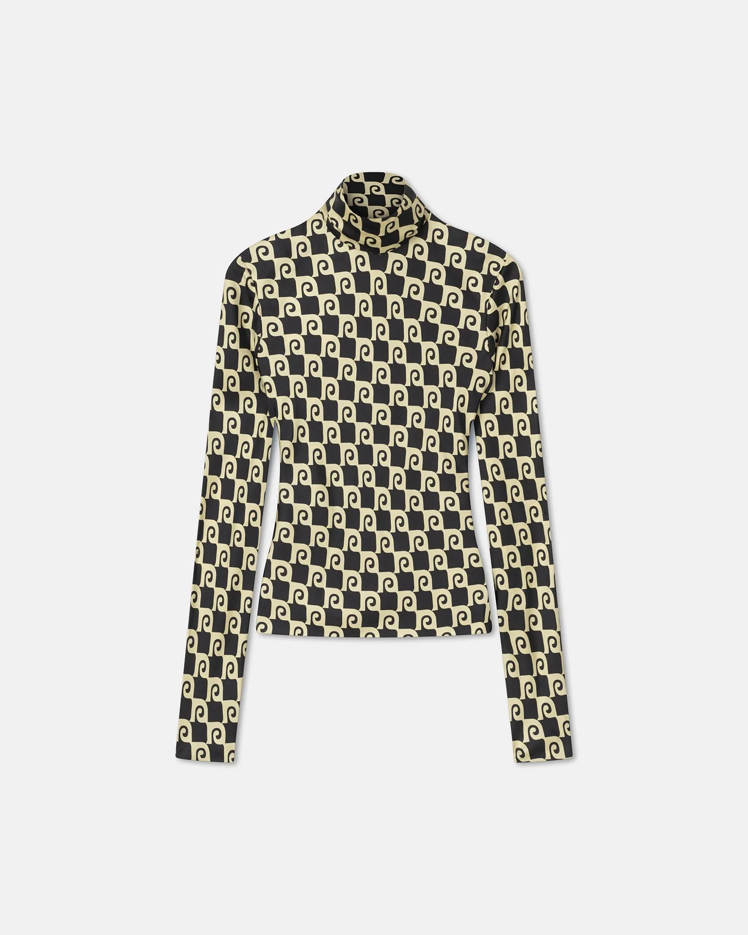 Mikela - Printed Silk-Twill Turtleneck Top - Diamond Check