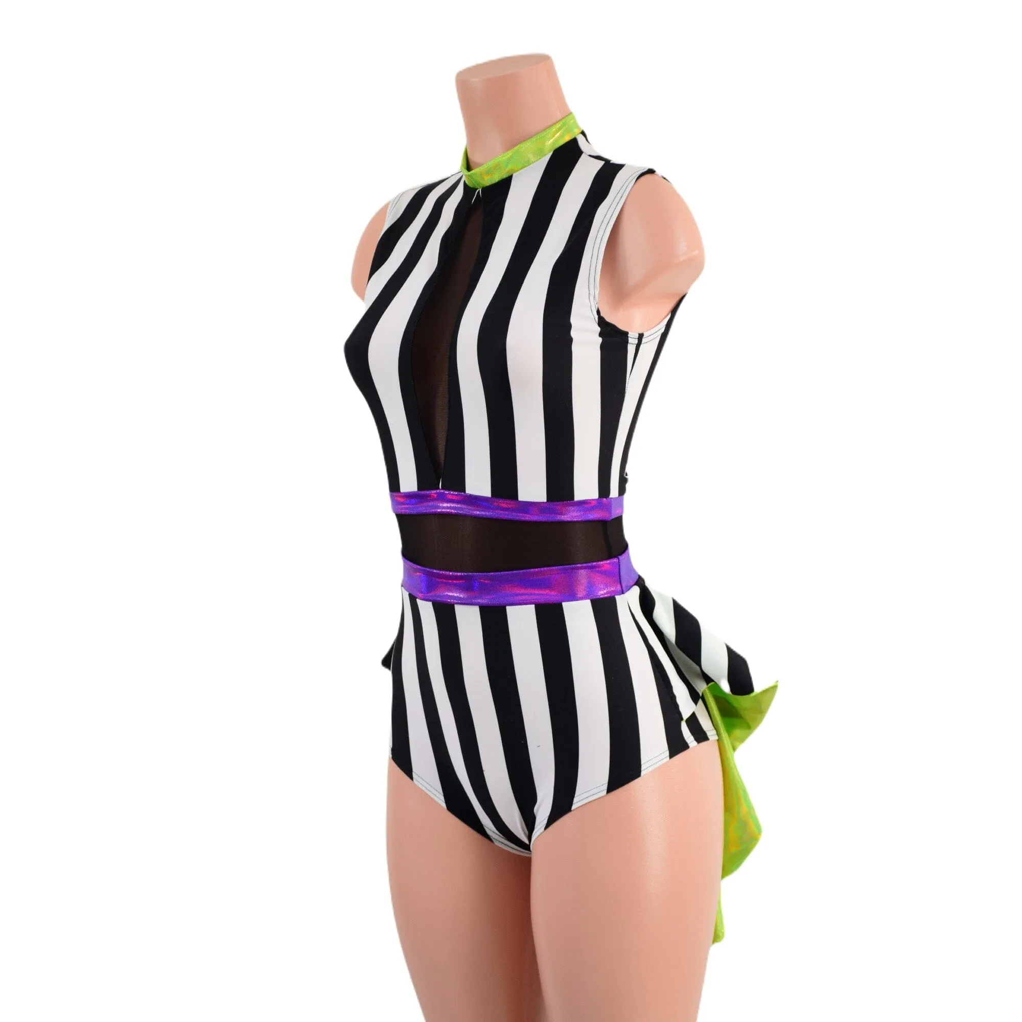 MINI Tux back Romper with Inset Keyhole and Mesh Waistband Details