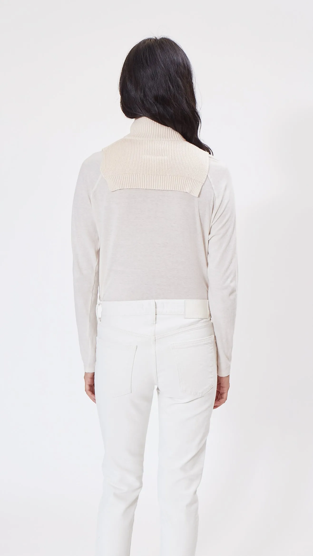 MM6 by Maison Margiela Rib Knit Turtleneck Scarf in Off White