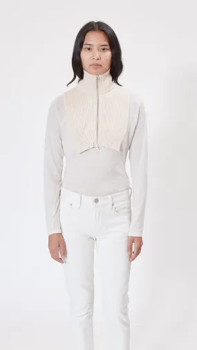 MM6 by Maison Margiela Rib Knit Turtleneck Scarf in Off White