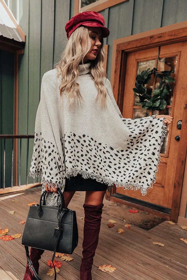 Mountain Mornings Leopard Poncho In Ivory