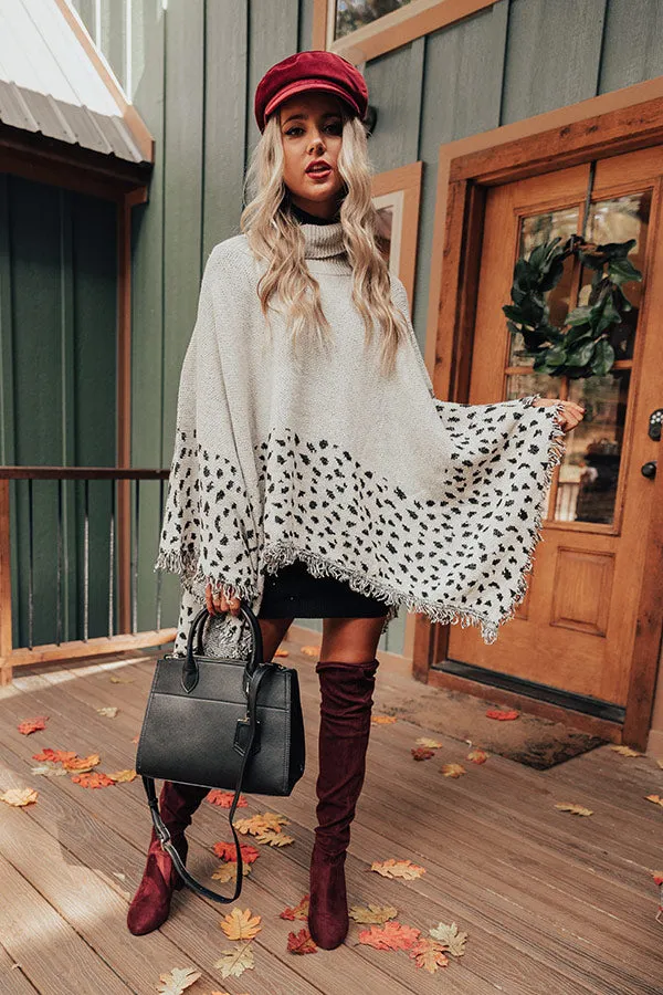 Mountain Mornings Leopard Poncho In Ivory