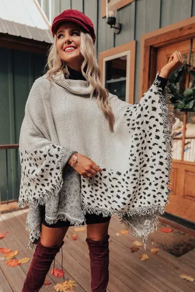 Mountain Mornings Leopard Poncho In Ivory