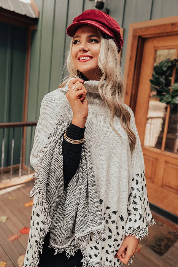 Mountain Mornings Leopard Poncho In Ivory