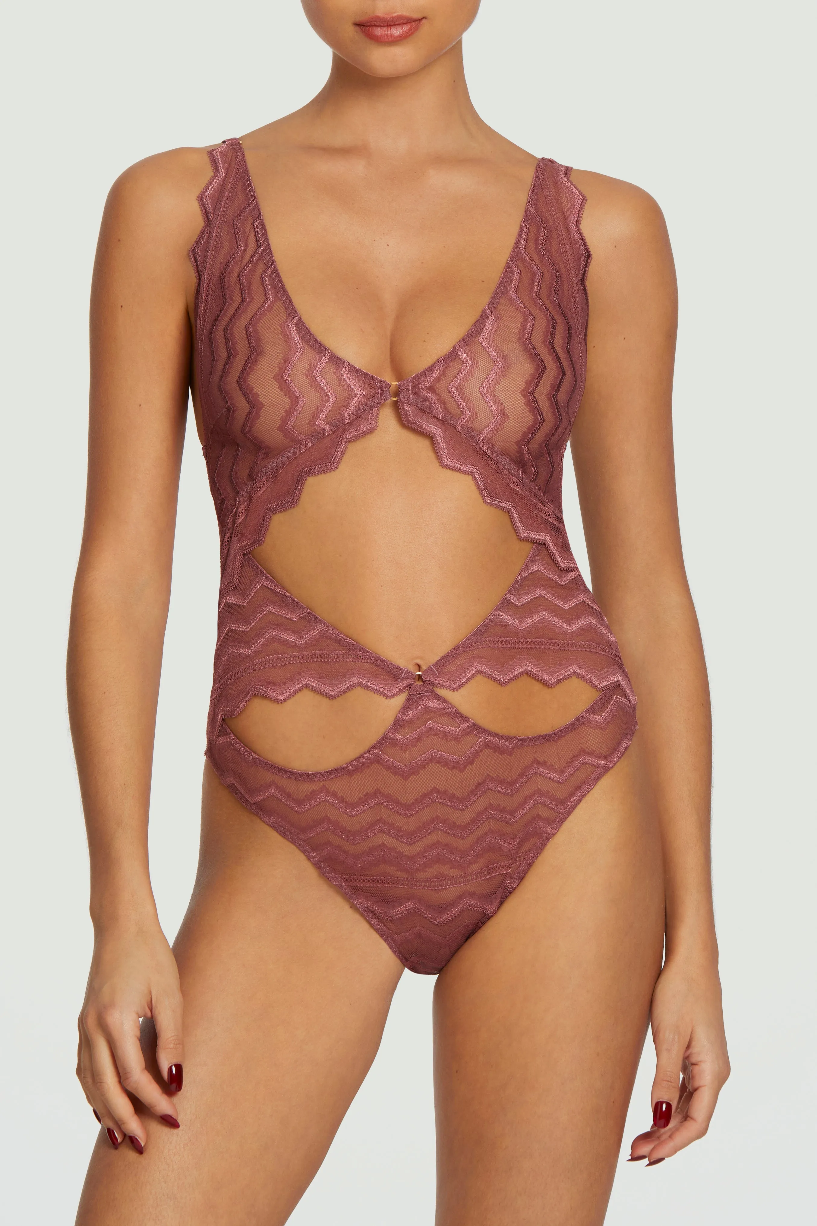 Muse by Coco de Mer Margot Bodysuit in Deep Rose