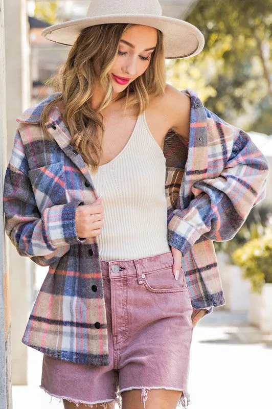 Navy Plaid Shacket