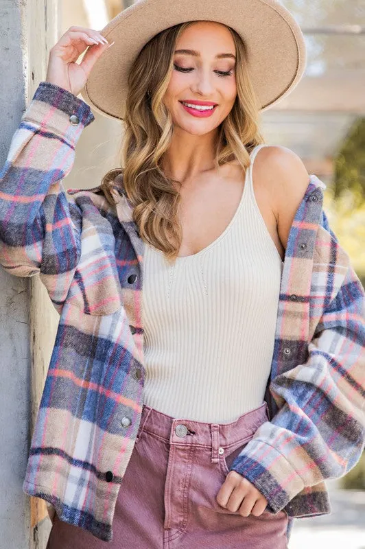 Navy Plaid Shacket