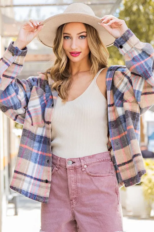 Navy Plaid Shacket