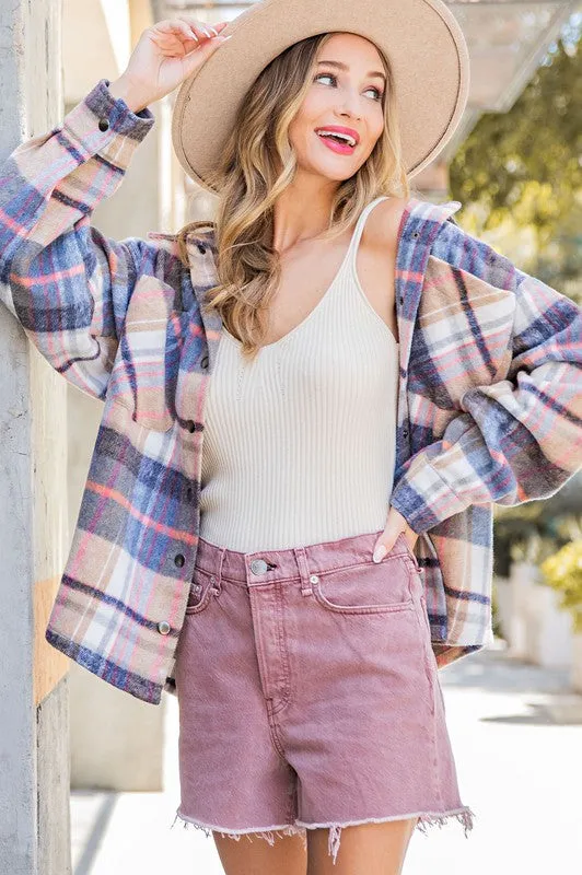 Navy Plaid Shacket