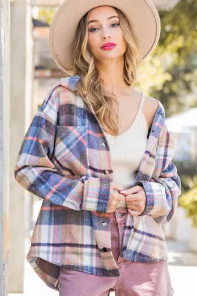 Navy Plaid Shacket